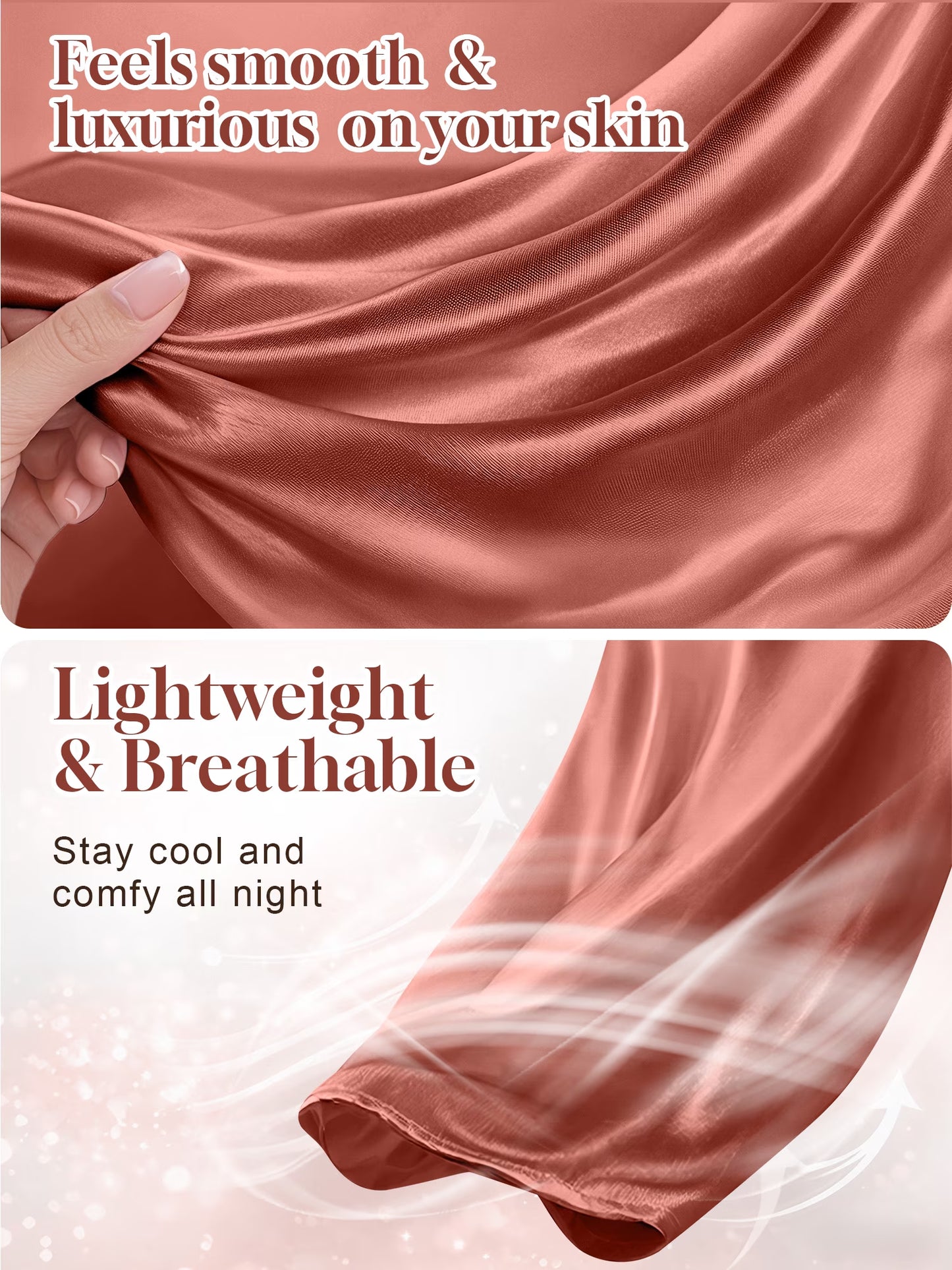 Womens Silk Satin Pajama Set Short Sleeve Shirt with Long Pajamas Pant Set Two-Piece Pj Sets Soft Sleepwear Loungewear Nightwear Pjs S-XXL, Caramel, XXL