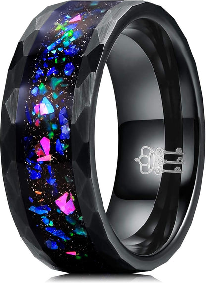 Tungsten Wedding Band Opal Inlay for Men Women