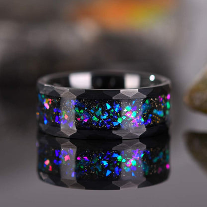 Tungsten Wedding Band Opal Inlay for Men Women
