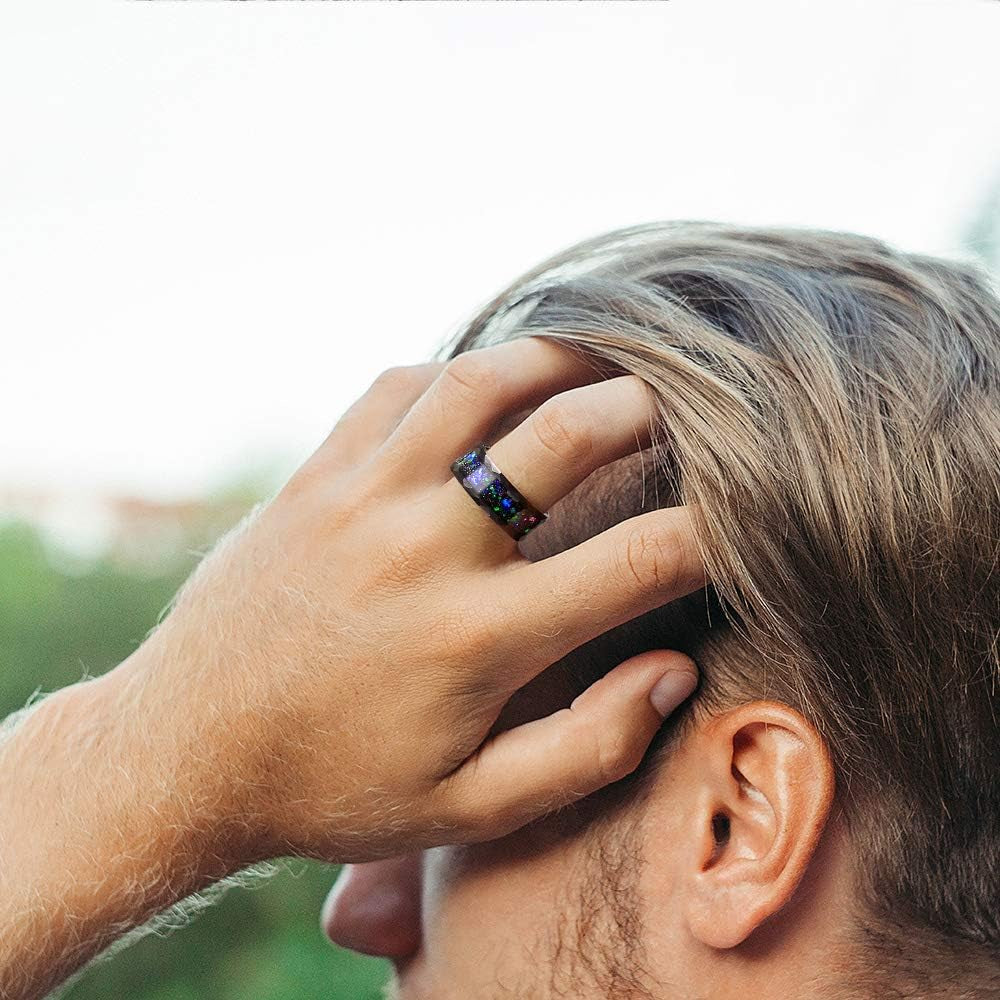 Tungsten Wedding Band Opal Inlay for Men Women