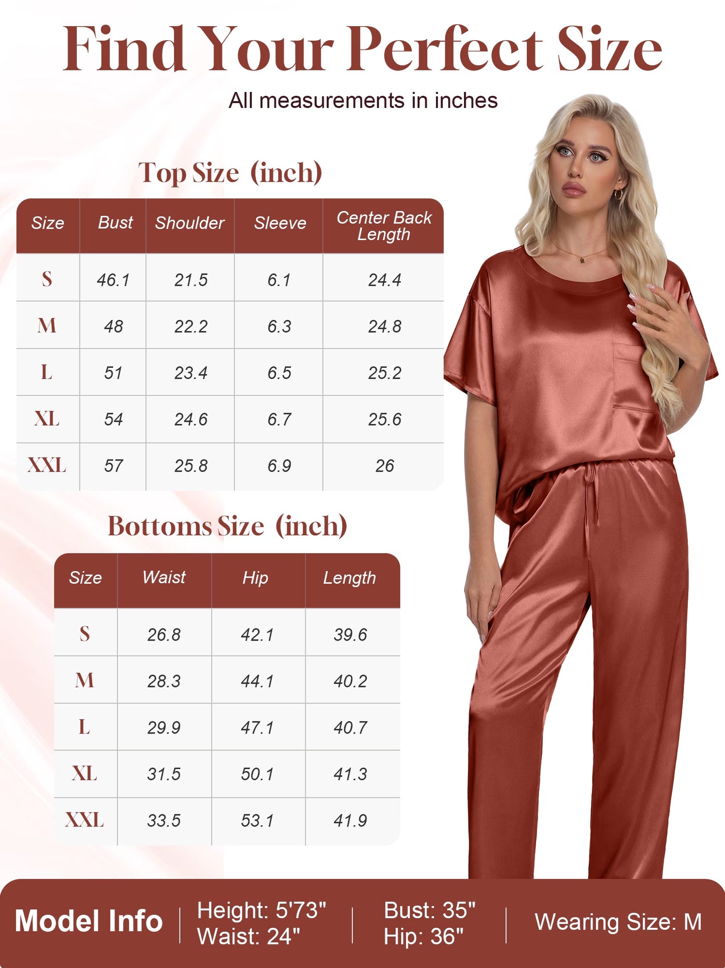 Womens Silk Satin Pajama Set Short Sleeve Shirt with Long Pajamas Pant Set Two-Piece Pj Sets Soft Sleepwear Loungewear Nightwear Pjs S-XXL, Caramel, XXL