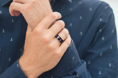 Tungsten Wedding Band Opal Inlay for Men Women